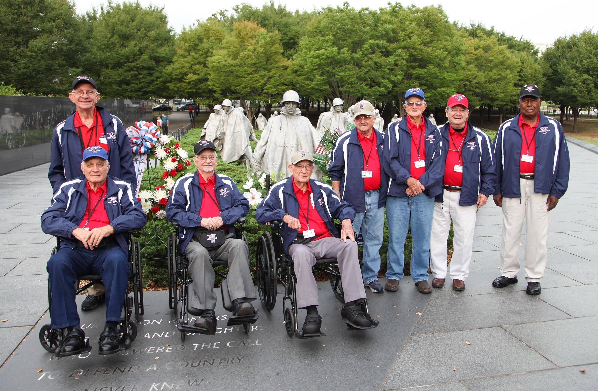 Veterans from World War II and the Korean War visiting Washington, D.C.