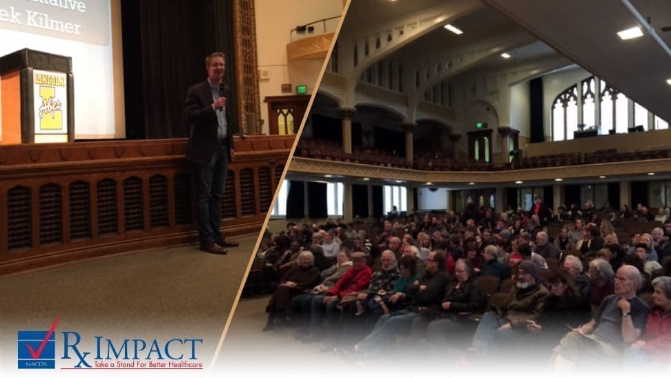 The Bartell Drug Co. participated in one of ten NACDS RxIMPACT-supported congressional town hall meetings this week with Rep. Derek Kilmer (left) in Tacoma, Wash.